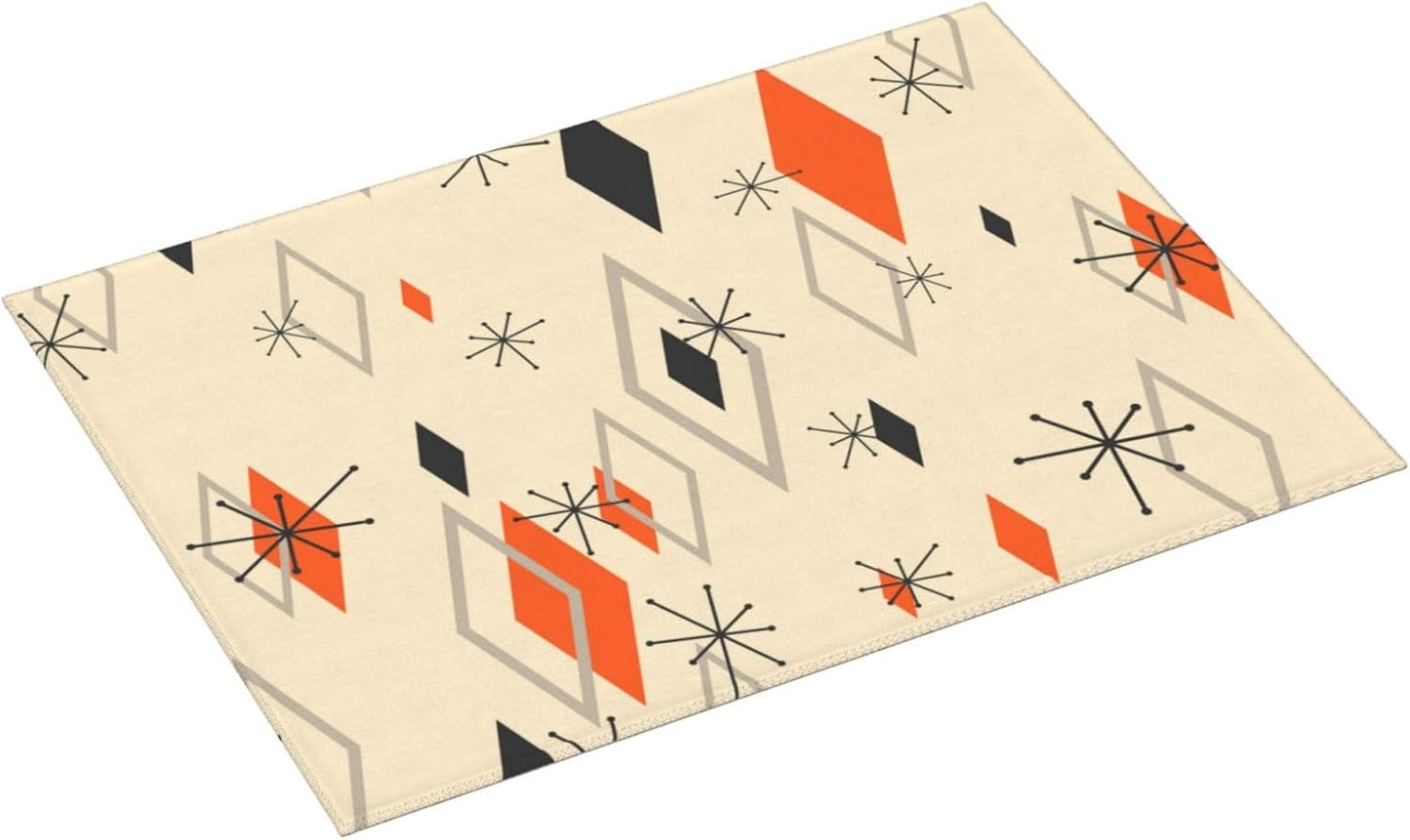 Retro Geometric Pattern Dish Drying Mat For Kitchen Counter Absorbent Large Kitchen Fast Dry Pad Reusable Washable Protector Rack Large Mat 18 X 24