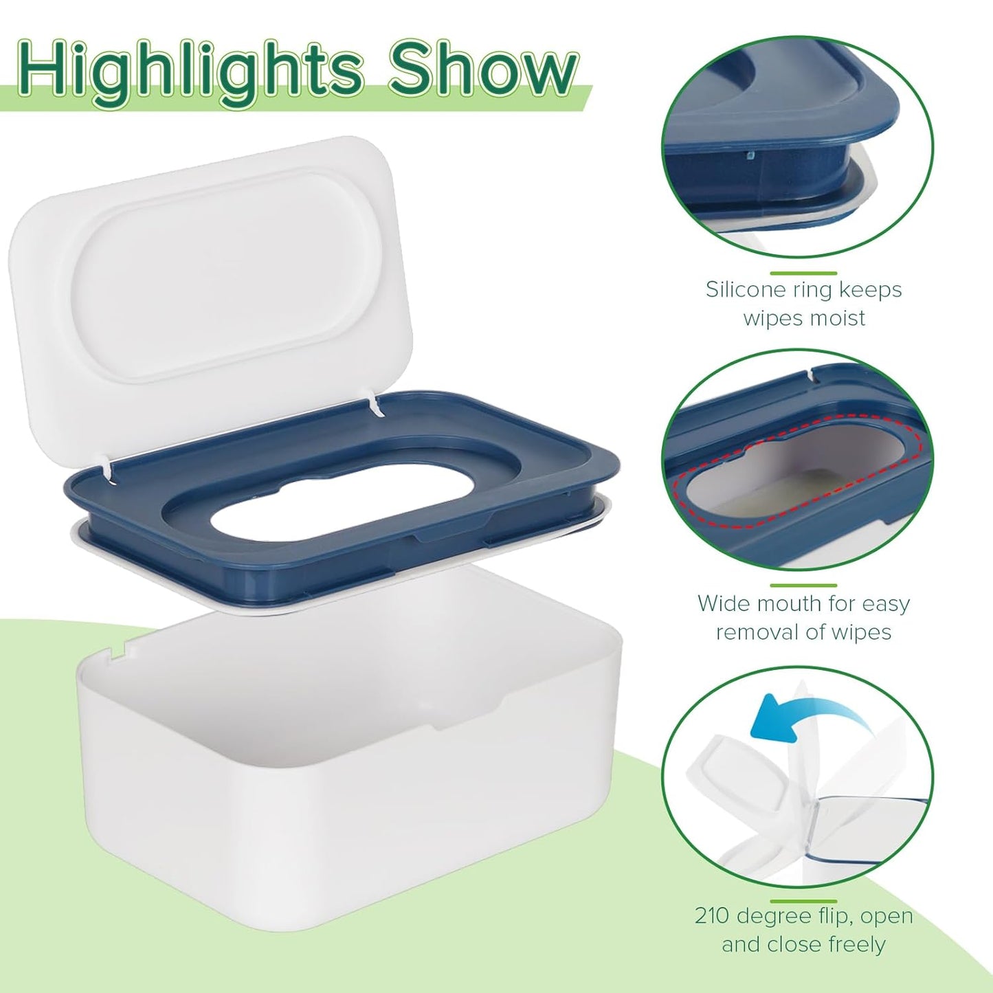Baby Wipes Dispenser, Wipes Case Baby Wipe Holder Keeps Wipes Fresh, Non-Slip, Easy Open & Close (Blue)
