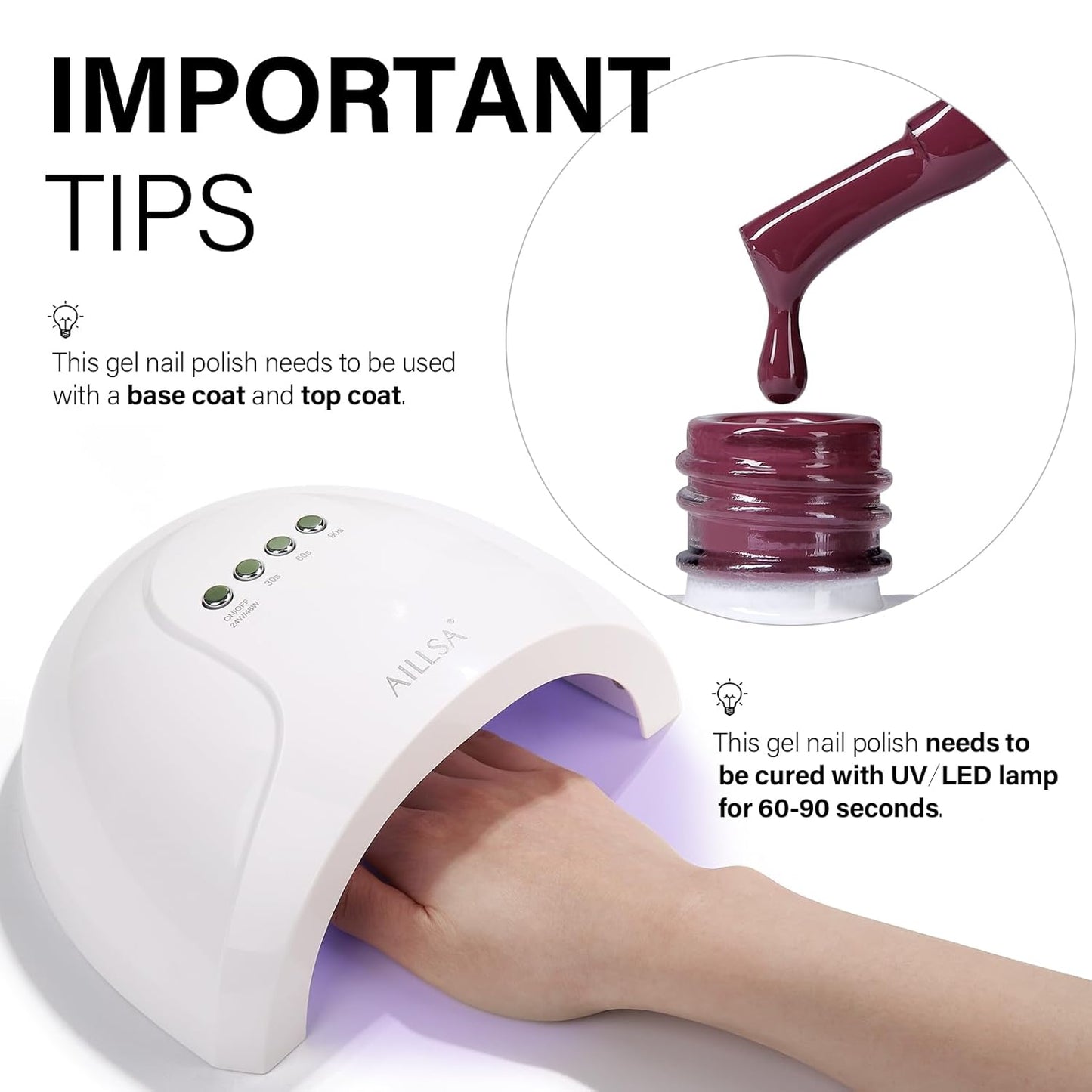 AILLSA Maroon Red Gel Nail Polish Burgundy Purple Jelly Gel Polish Grape Wine Polish Dark Color Opaque Nails Soak Off U V Gels Manicure Salon DIY Holiday Day Gift for Women 0.51 Fl Oz/GF04