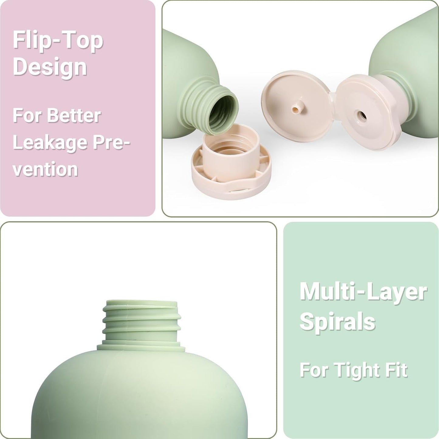 ASEVAT 8.8 oz Plastic Leak Proof Travel Bottles for Toiletries, Plastic Travel Size Containers, Shampoo and Conditioner Bottles Refillable Squeeze Bottle for Lotion, Body Wash (4Pcs)