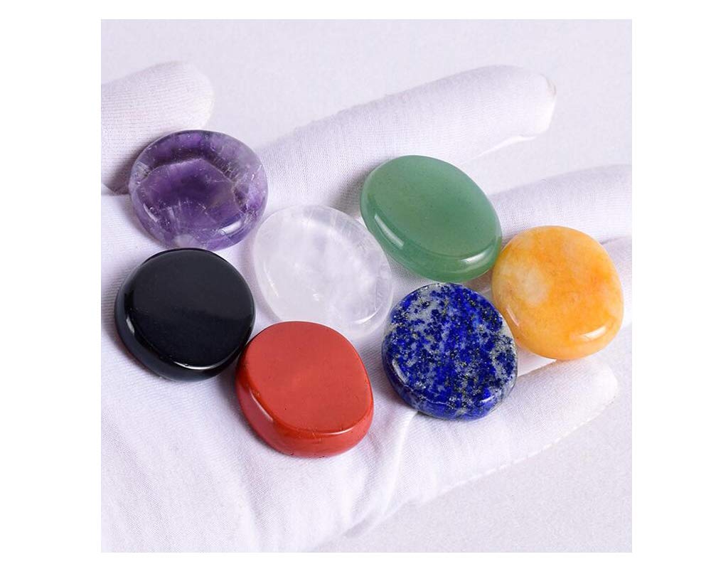 7 Pieces Natural Massage Stones Set for Professional or Home Spa, Smooth and Natural Massage Stones (Mixed Set)