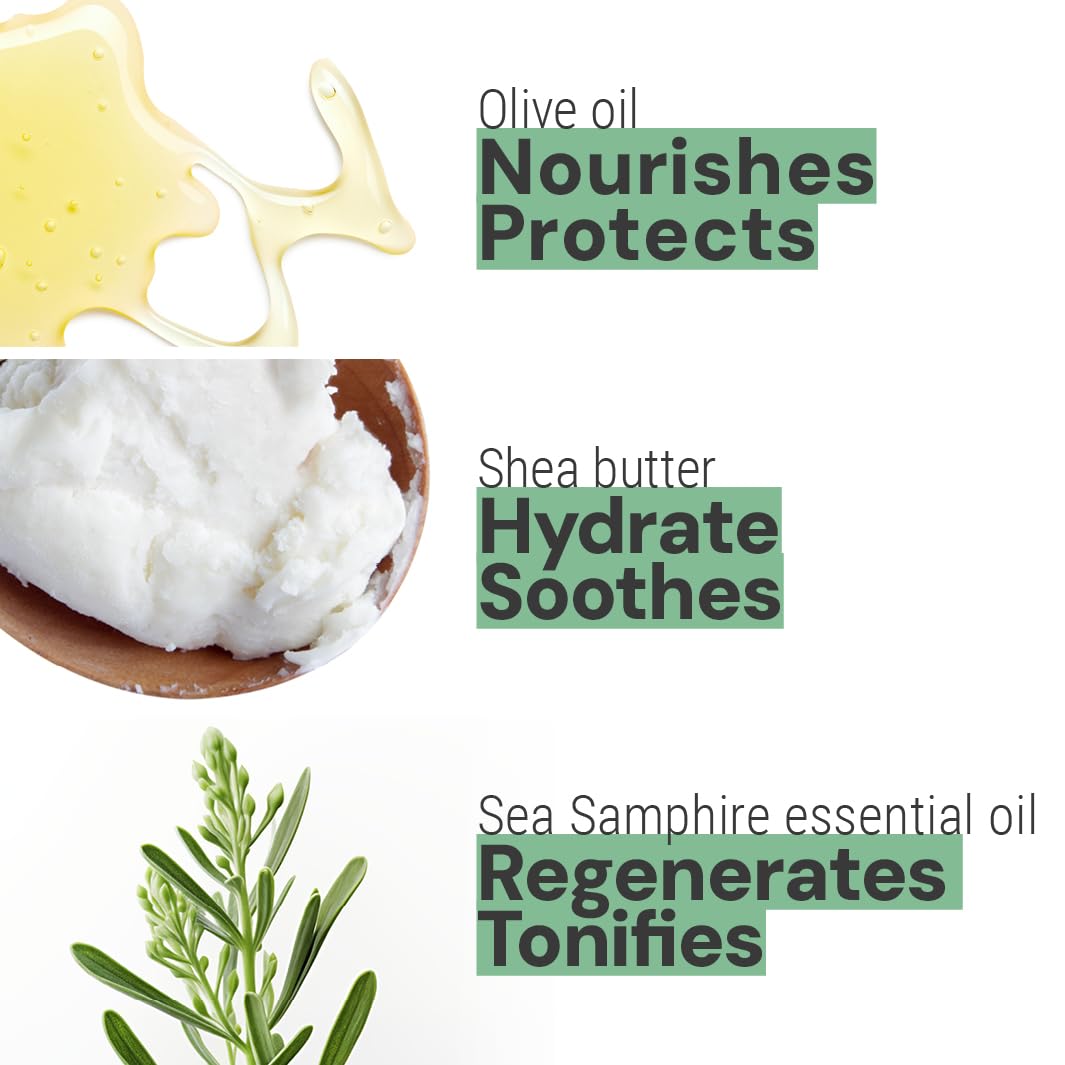 Panier des Sens - Small Hand Cream for Dry Cracked Hands – Sea Samphire Mini Hand Lotion for Dry Skin - With Shea Butter and Olive Oil - Hand Care 97% Natural Ingredients - Travel Size 1 floz