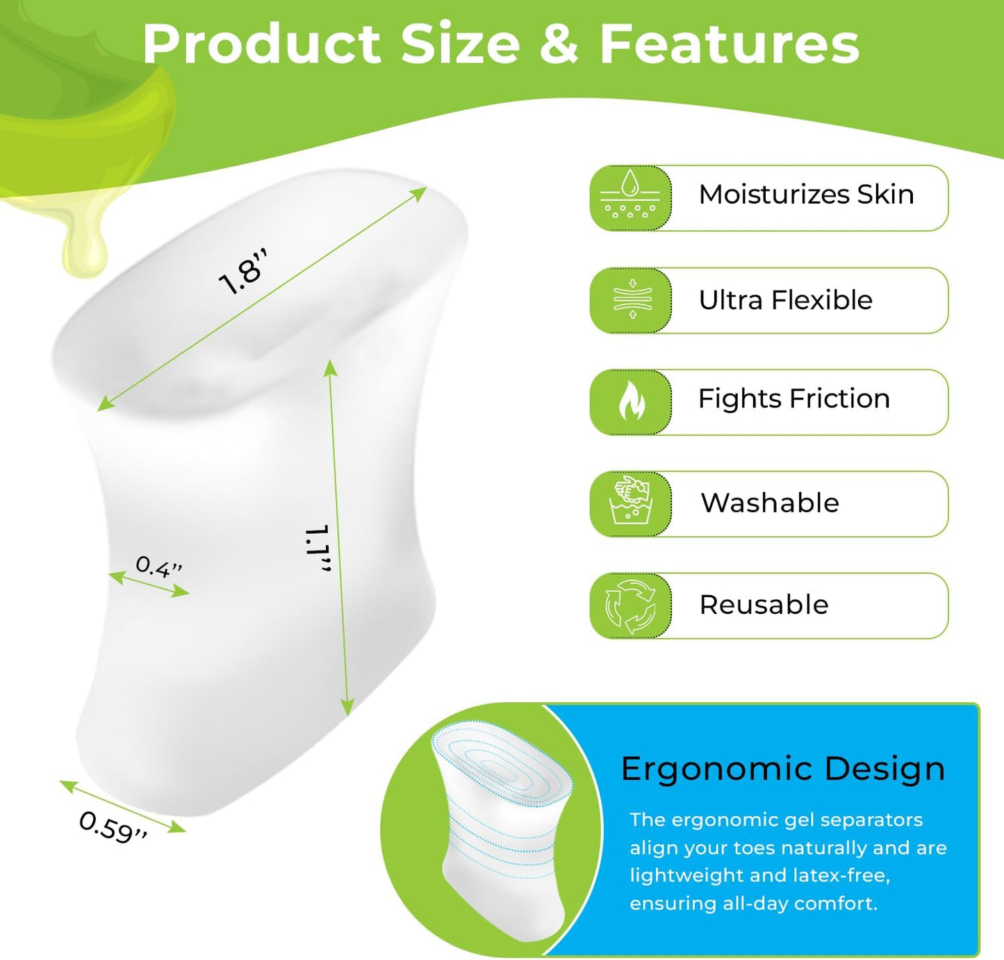 Gel Toe Spacers - for Straightening Overlapping Toes - Ideal for Bunions, Corns, Blisters & Rubbing - Comfortable Toe Separators for Men and Women - 12 Pack Clear