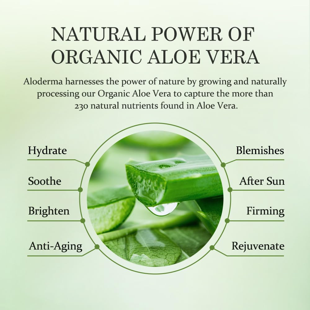 Aloderma Aloe Clearing Gel for Clear Complexion with 90% Organic AloeVera - Moisturizing, Oil Controlling Facial Lotion with Allantoin, Wintergreen Extract - Soothing, Calming Aloe Gel, 6btl x 2.8oz