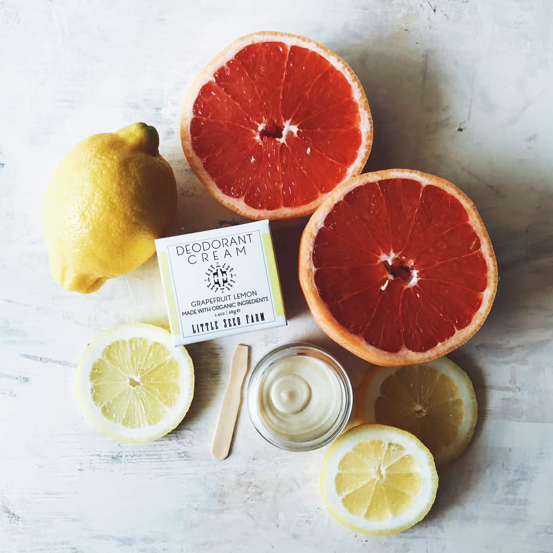 Little Seed Farm All Natural Deodorant Cream - Grapefruit Lemon - Aluminum Free Deodorant for Women or Men, Net Wt. 2.4oz | 68g