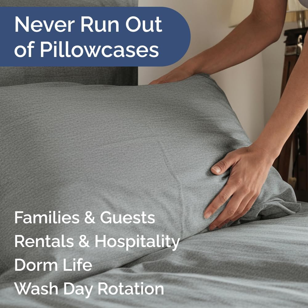 King Pillow Cases Set of 6 - Ultra Soft Hotel Quality Pillowcase Covers - Comfy & Wrinkle Free - Shrink, Stain and Fade Resistant - Machine Washable Pillow Protectors - 6 Piece Set - Heathered Grey