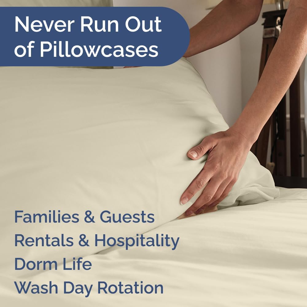 King Pillow Cases Set of 10 - Ultra Soft Hotel Quality Pillowcase Covers - Comfy & Wrinkle Free - Shrink, Stain and Fade Resistant - Easy-Care, Machine Washable Pillow Protectors - 10 Pcs Set - Cream