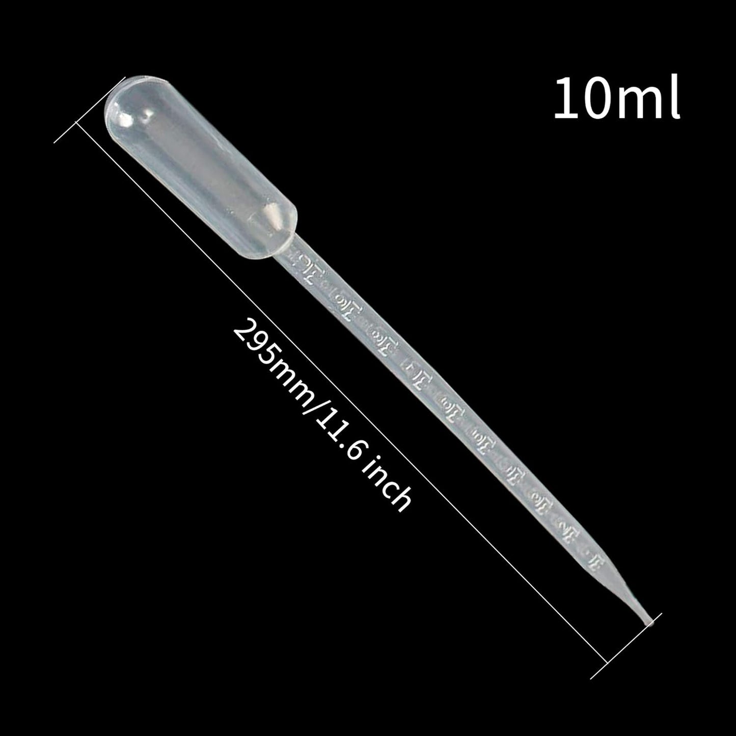 Clear White Plastic Liquid Dropper Pasteur Disposable Graduated Transfer Pipettes Pipetting 10ML(100 Pack)
