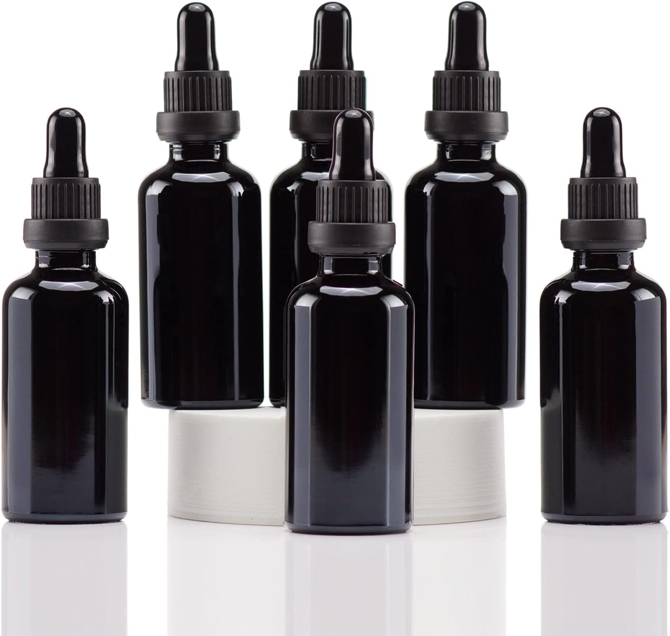 YIZHAO Black Glass Dropper Bottle 2oz, Tincture Bottles with Glass Dropper, for Essential Oils, Aromatherapy, Cosmetic, Laboratory, Pharmacy, Liquids, Travel –6 Pcs