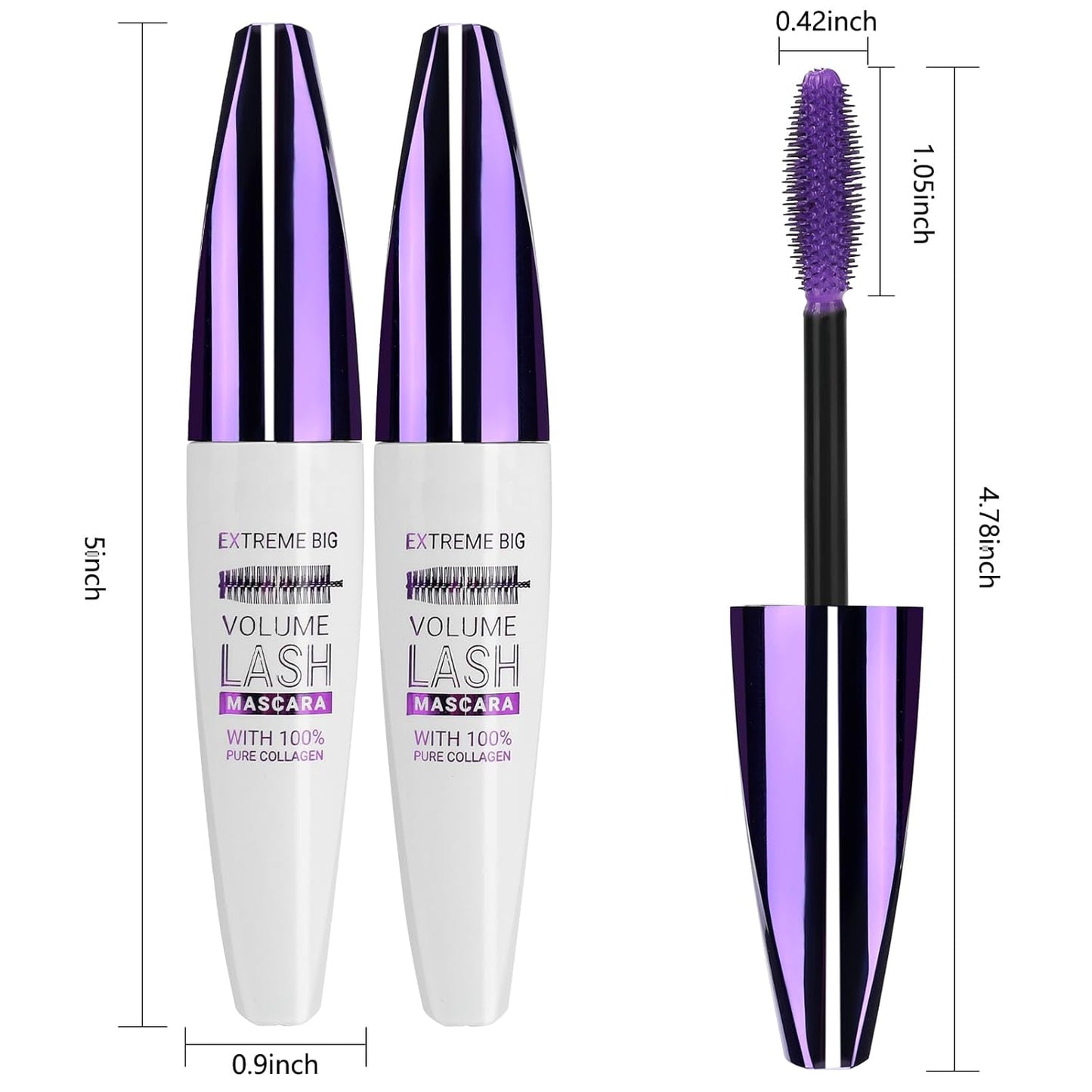 2PCS Purple Mascara for Eyelashes, 5D Colored Mascara 【Waterproof】【Natural Curling】【Lengthening Curling rimel de pestañas Volume】for Women Eye Makeup Cosplay & Parties