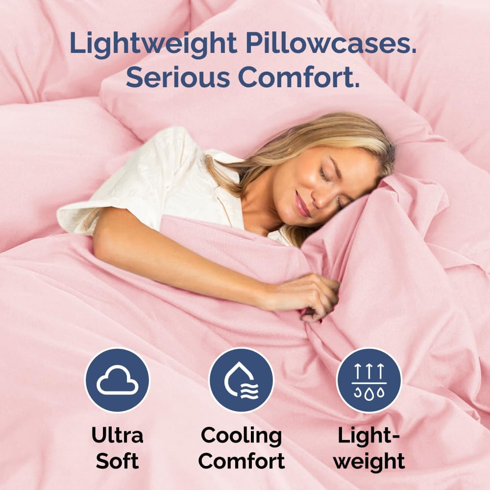 King Pillow Cases Set of 4 - Ultra Soft Hotel Quality Pillowcase Covers - Comfy, Cozy & Wrinkle Free - Shrinkage, Stain & Fade Resistant - Machine Washable Pillow Protectors - 4 Piece Set - Baby Pink