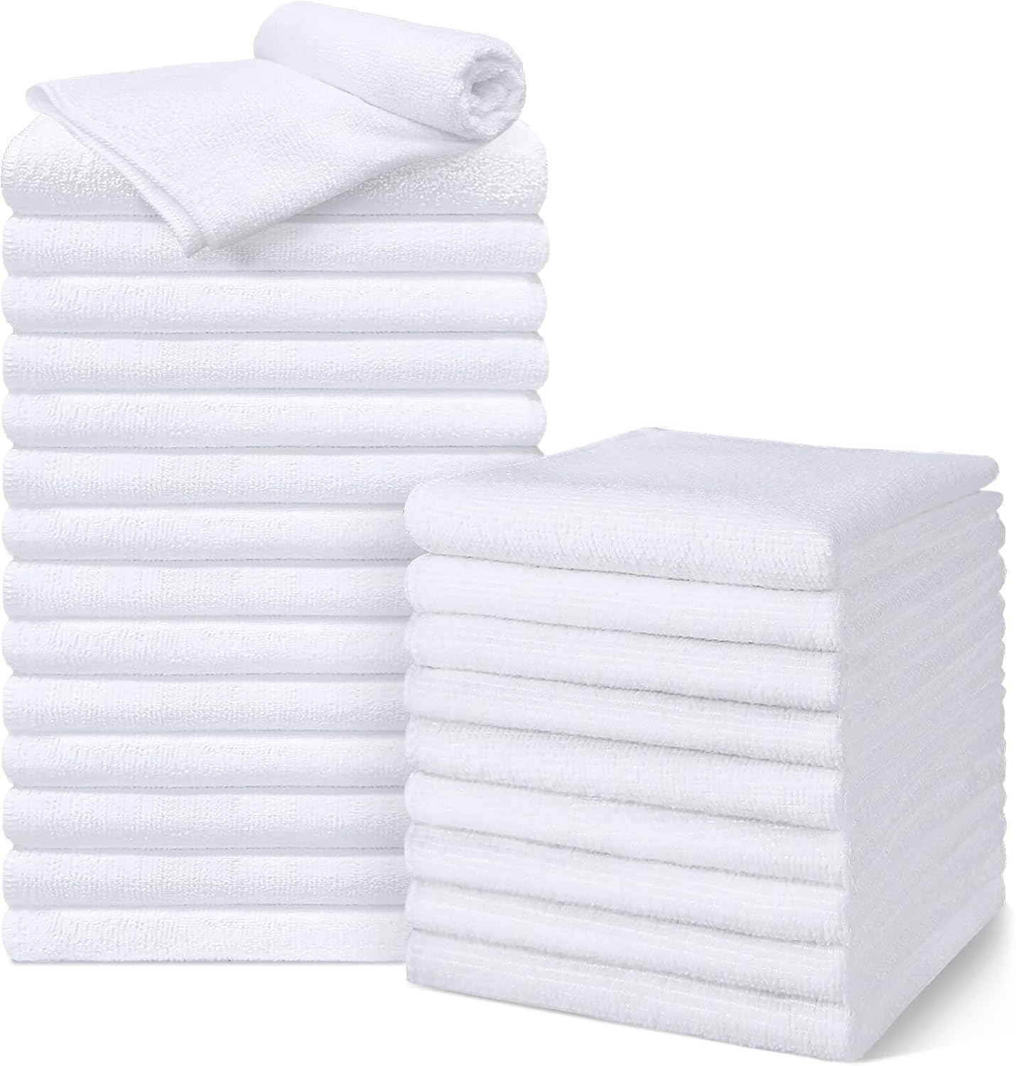 Salon Towels 24 Pack, Super Soft Microfiber Hand Towel, Highly Absorbent Hair-Drying Cloth for Gym, Bath, Spa Use and Home Beauty Care - White (16x29 inch)