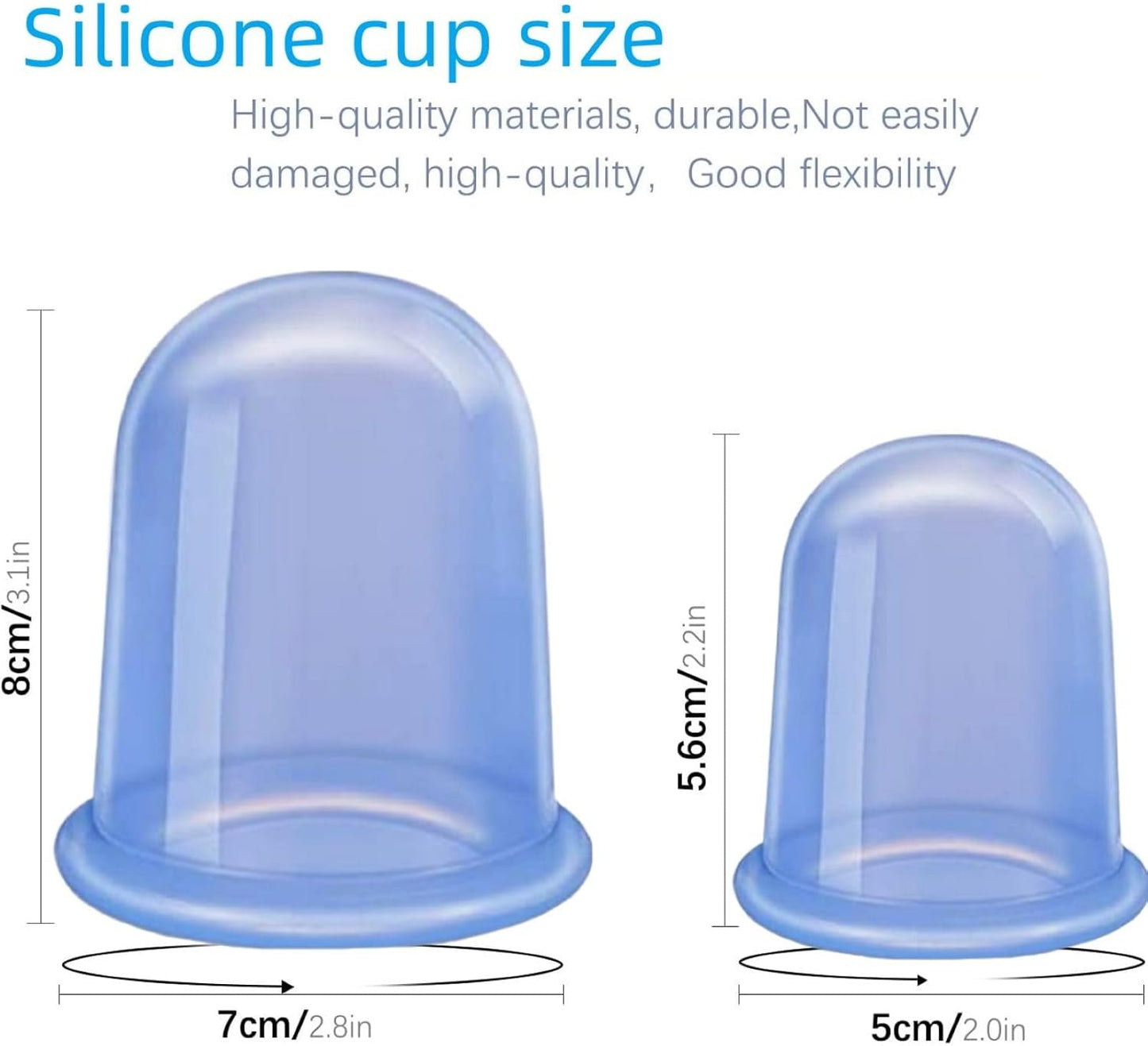 Silicone Cupping Sets Massage Cup Tool Vacuum Suction Cup for Cellulite Treatment Vacuum Cups Body and face Adult Portable Arthritis Home Use Blue 4piece ﻿