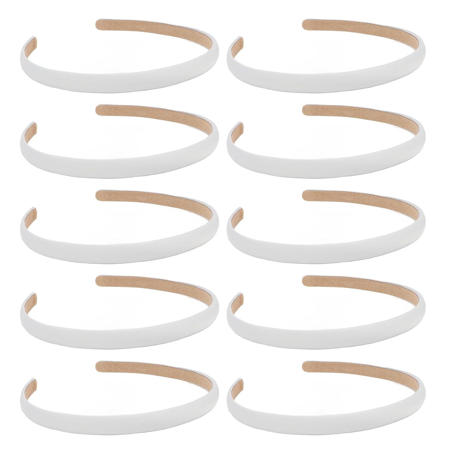 Wecoe White Satin Headbands, 10pcs Non Slip Fashion Hair Bands for Women & Girls' Hair - Holiday & DIY Costume Accessories