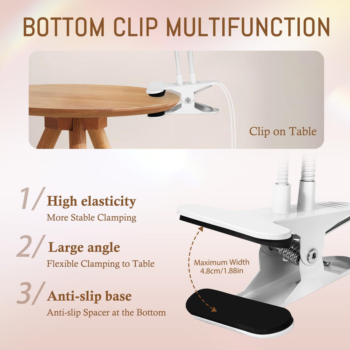 AORAEM LED Nail Lamp Double-Headed UV LED Light Quicky-Dry Duck Neck UV Lamp Dryer Curing Light with Portable Gooseneck and Clamp Flash Cure U V Light for Gel Nails Professional Home DIY Salon White