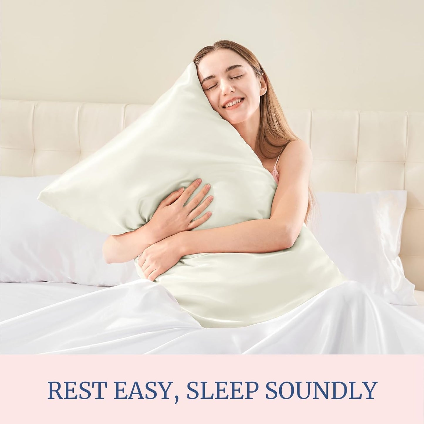 BEDELITE Satin Pillowcase for Hair and Skin, Super Soft Similar to Silk Pillow Cases 4 Pack with Envelope Closure, Cooling Pillowcases for Women Men (20"x40" King Size, Ivory)