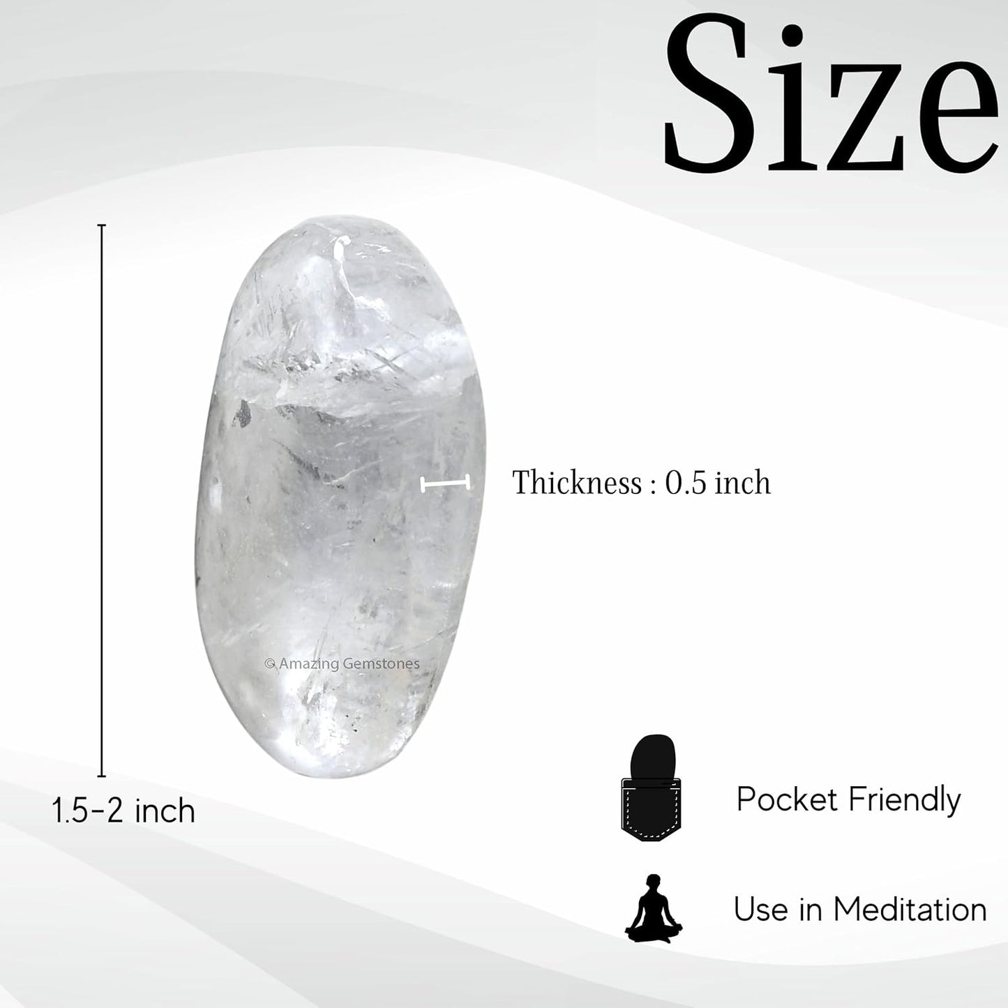 Amazing Gemstone Clear Quartz Crystals and Healing Stones - Large Palm Stone Crystals Piedra - Crystal for Good Luck, Balanced Positive Energy, Meditation - Unique Stocking Stuffers & Birthday Gifts