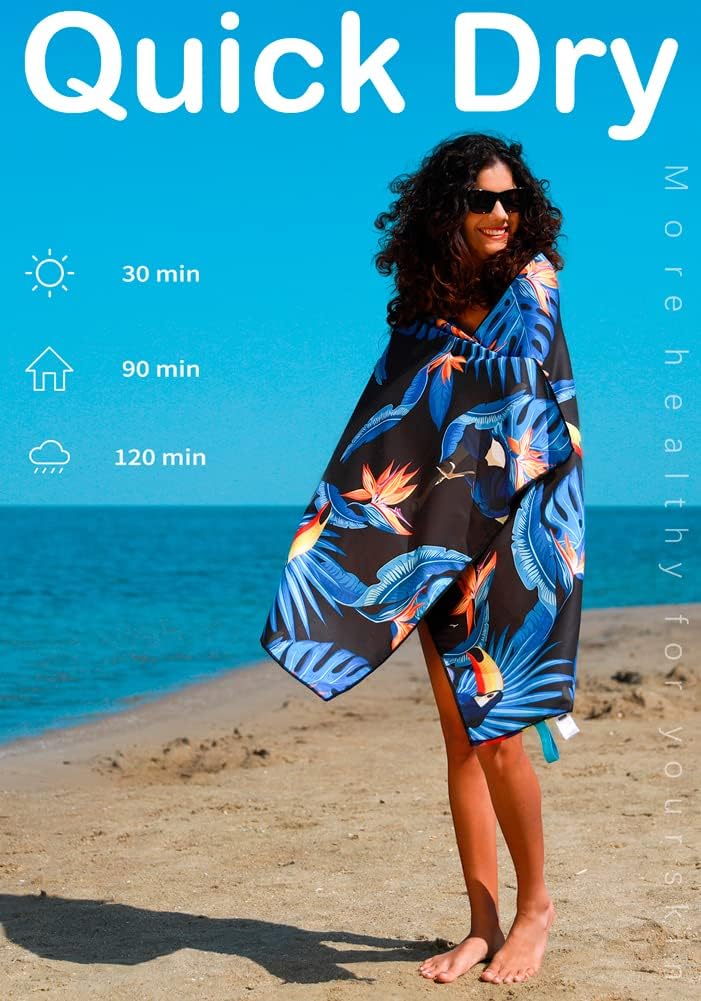 2 Pack Microfiber Lightweight Beach Towel Sand Free Quick Dry Absorbent Thin Compact Towels for Swimming Pool Camping Beach Accessories Large Easy Pack Travel Things for Vacation Essentials Gift