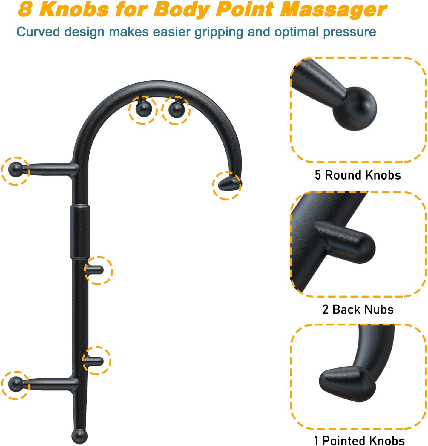 Massage Cane Trigger Point Massager for Neck Back Self Massager Detachable Manual Shoulder Massager for Pain Relief Deep Tissue Pressure Point Massage Tool Muscle Hook Muscle Knot Remover