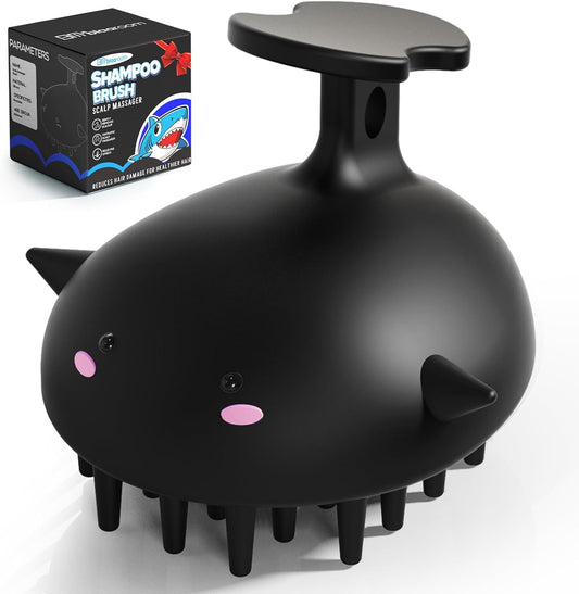 Scalp Massager Hair Growth Shampoo Brush, Silicone Scalp Scrubber Shower Scalp Brush for Hair, Head Massager Scalp Exfoliator for Dandruff Removal, Wet Dry Scalp Massage Tool for Hair Care, Black