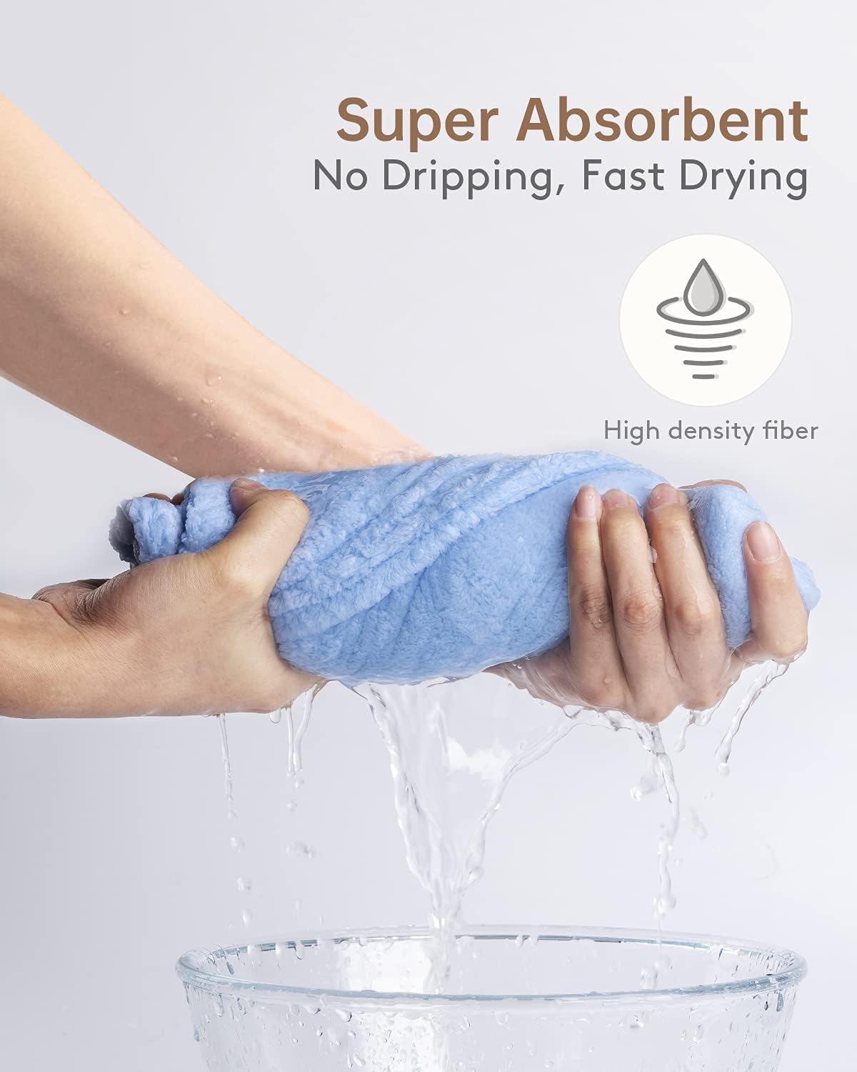 YFONG 3 Pack Hair Towel Wrap for Women with Button, Super Absorbent Microfiber Hair Towel for Wet Long Short Curly Hair, Soft Fast Drying Hair Turban Towel Anti Frizz（Blue, Pink, White）