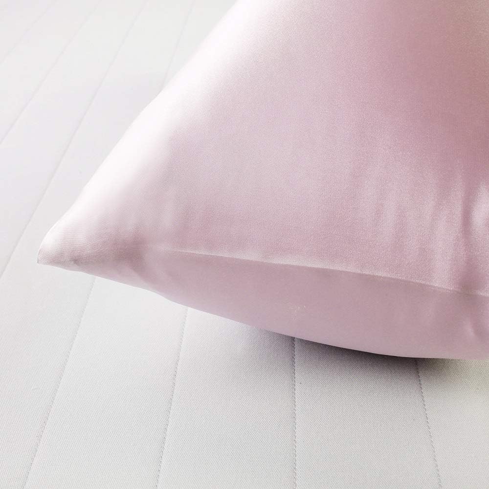 Silky Satin Toddler Pillowcases Set of 2, Super Soft Travel Pillow Covers, Small Kids Pillow Cases with Envelope Closure, 13"x 18", Pink