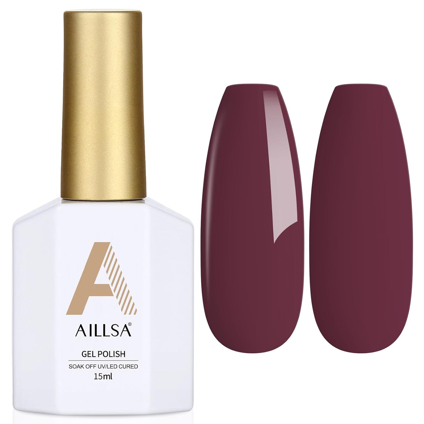 AILLSA Maroon Red Gel Nail Polish Burgundy Purple Jelly Gel Polish Grape Wine Polish Dark Color Opaque Nails Soak Off U V Gels Manicure Salon DIY Holiday Day Gift for Women 0.51 Fl Oz/GF04
