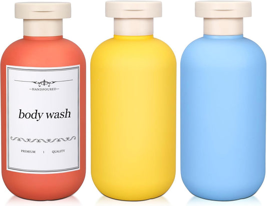 ASEVAT 6.7oz Refillable Plastic Travel Shampoo Bottles, Empty Travel Shampoo and Conditioner Bottles Reusable, Leak Proof Travel Size Shampoo Bottle, Hand Soap Dispenser for Vacation, Gym, Home