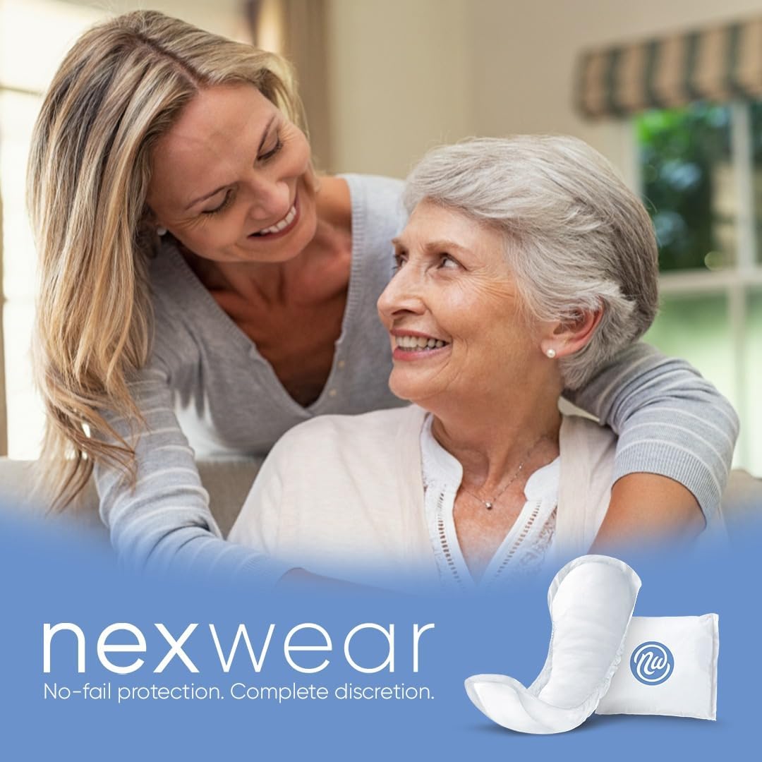 Nexwear Incontinence Pads for Women, Skin-Safe Design, Maximum Absorbency, Disposable, 12 in, 30 Count, 3 Packs, 90 Total