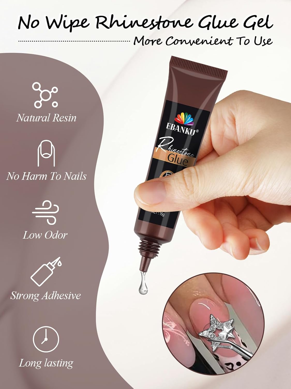 EBANKU Nail Charms for Nails, 100 PCS Nail Charms Y2K Bulk Set with 15g Nail Rhinestones Glue, Star Heart Planet Cross Alloy Nail Gems 3D Silver Stars Nail Jewels Accessories for Acrylic Nails