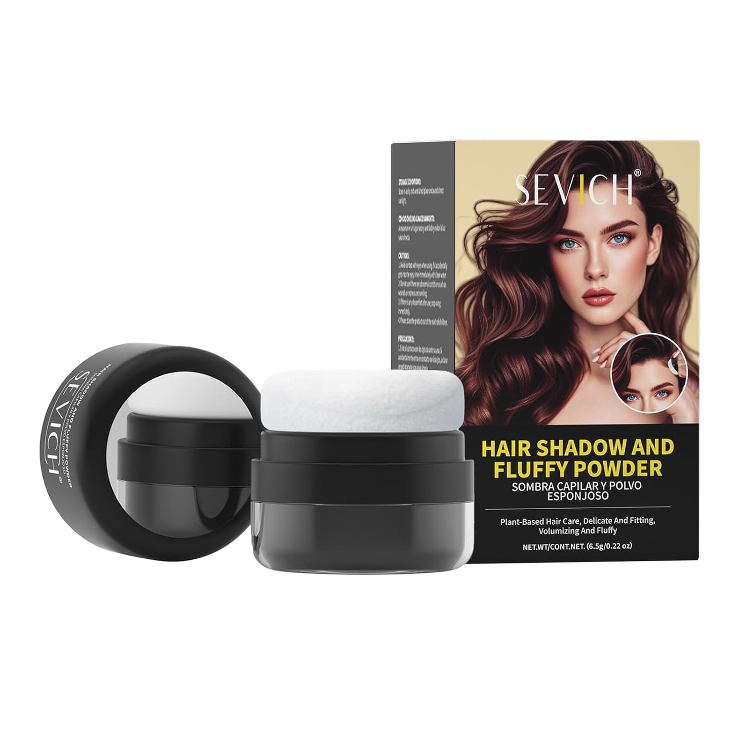 SEVICH 2-in-1 Hairline Powder & Volumizing Powder for Gray Coverage & Fluffy Roots – Oil-Absorbing, Natural-Looking, Travel-Friendly with Mirror – Black