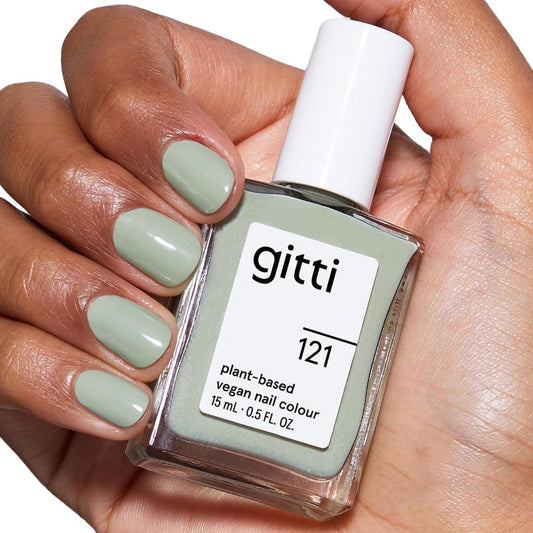 gitti Plant-based Nail Polish I Non-Toxic, 30-Free, Based On Natural Origin Ingredients, Cruelty-Free, Vegan, High Performance Colors, Glossy Finish, Shade no. 121 Sage Green (0.5 fl oz)