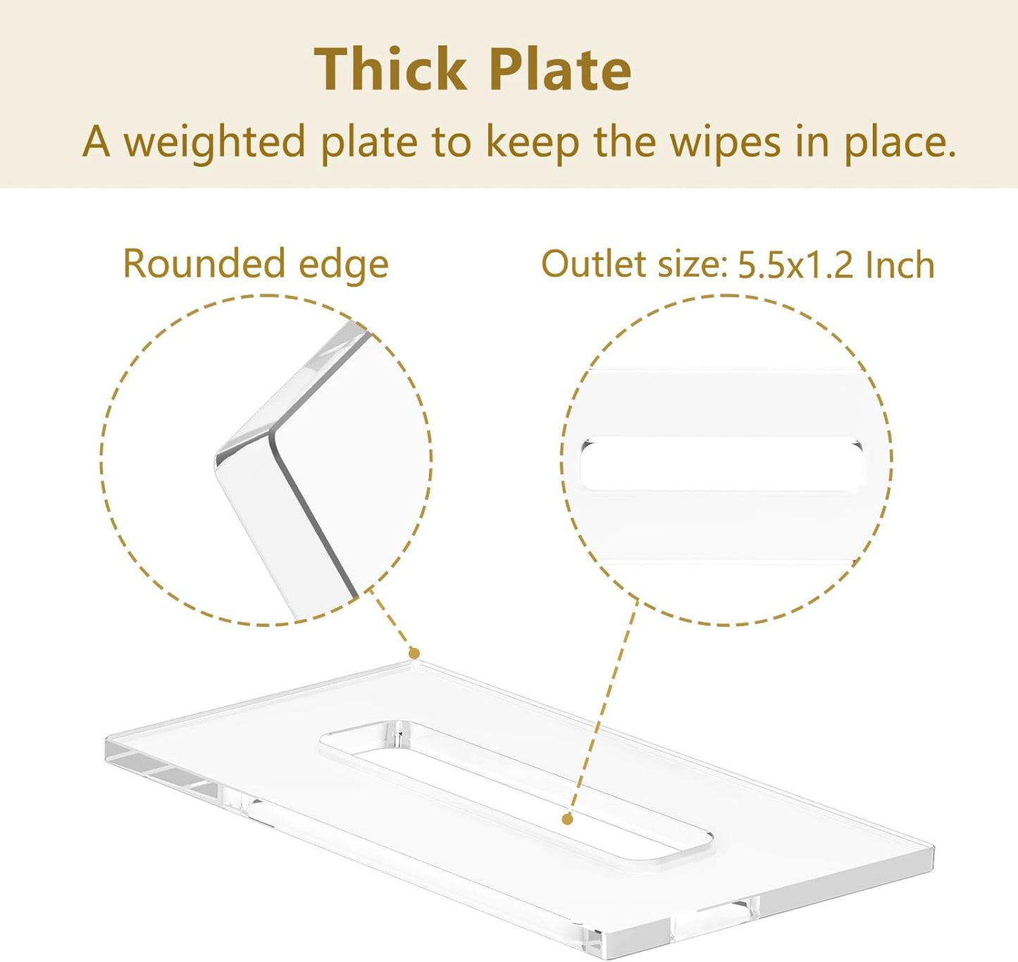 Wipes Holder Container Refillable, Acrylic Dispenser Box for Disposable Wipes, Rectangle Disposable Face Towels, Clear