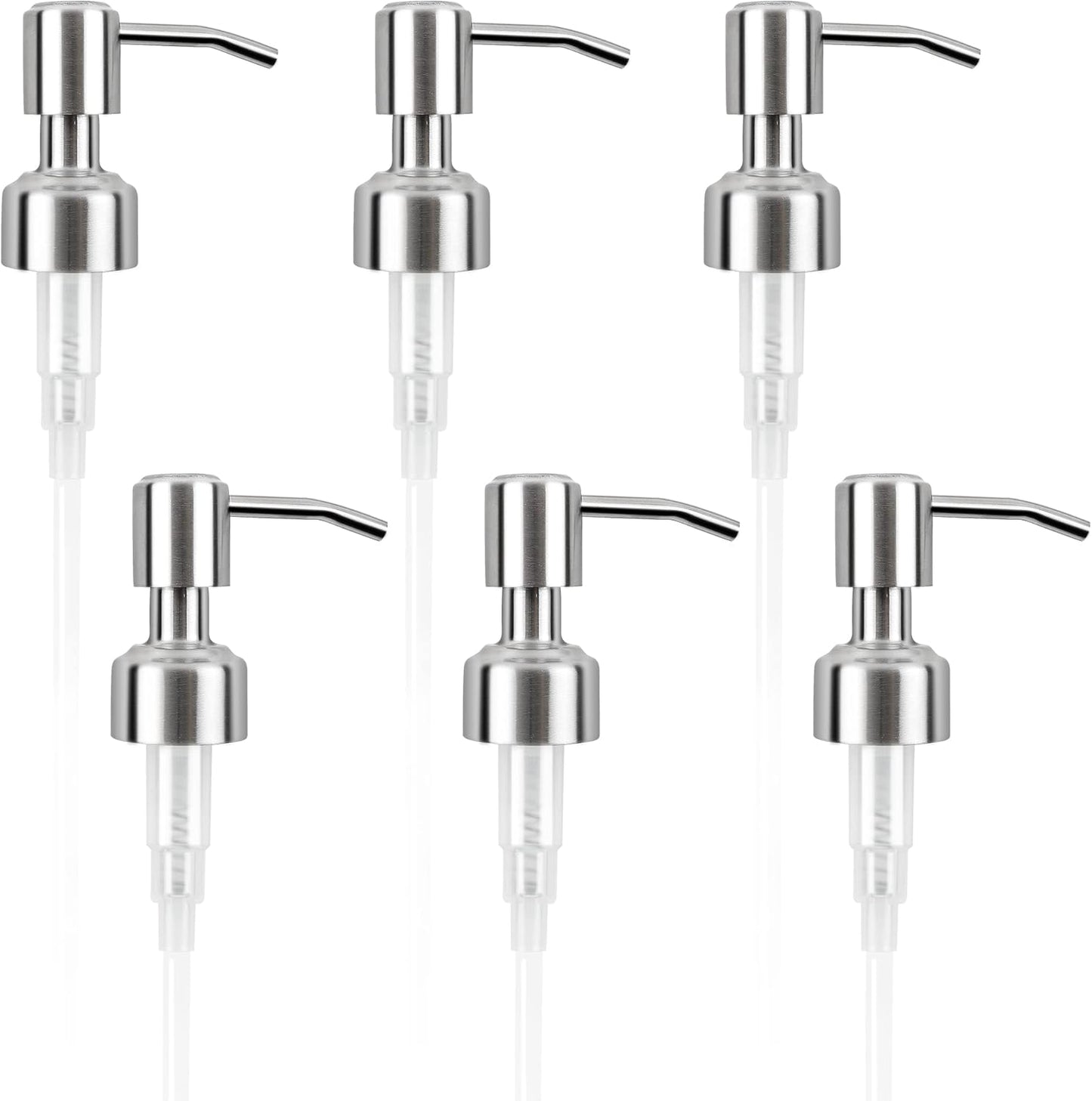 6 Pack Soap Dispenser Pump Replacement, 304 Rust Proof Stainless Steel Soap Dispenser Lids for Regular 28/400 Neck Bottles, Soap and Lotion Dispenser Pump for Kitchen, Bathroom