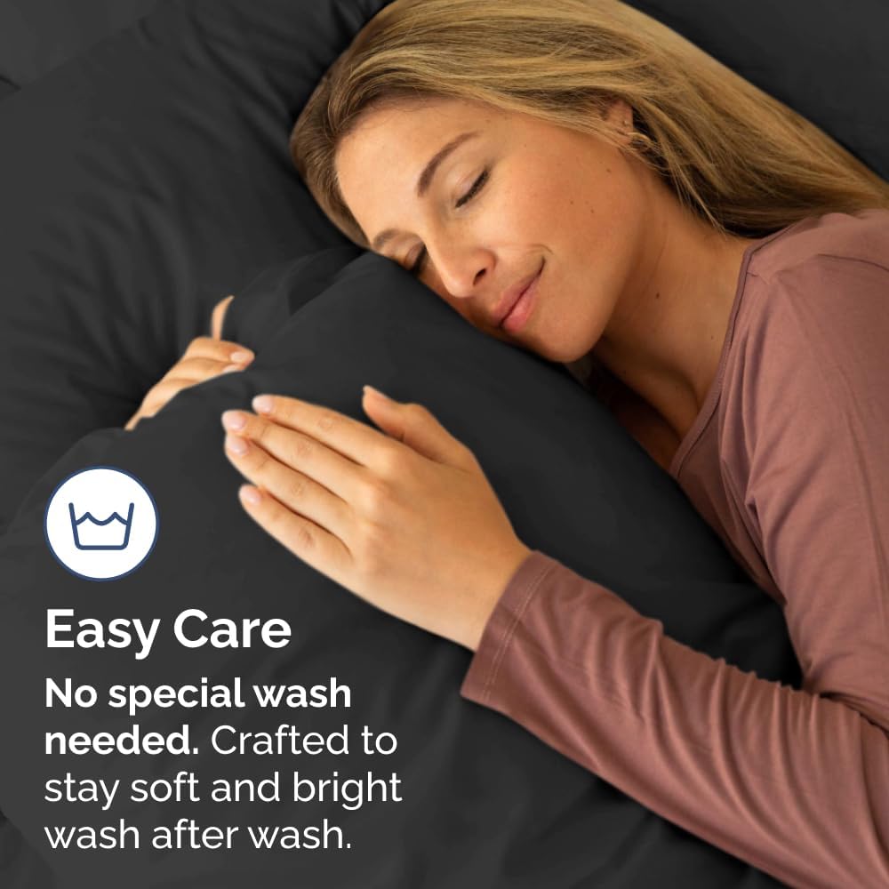 King Pillow Cases Set of 4 - Ultra Soft Hotel Quality Pillowcase Covers - Comfy, Cozy & Wrinkle Free - Shrinkage, Stain and Fade Resistant - Machine Washable Pillow Protectors - 4 Piece Set - Black