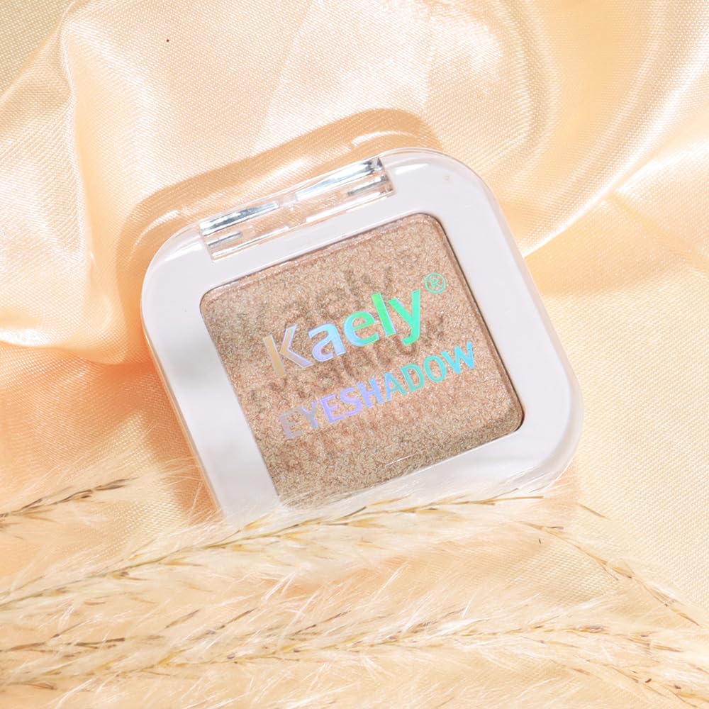 evpct Light Nude Brown Shimmer Single Eyeshadow Palette Makeup for Older Women, Iced Latte Glitter Sparkle Cream Eye Shadow Palette Brightener Makeup for Older Women, High Pigment Monochrome Eyeshadow