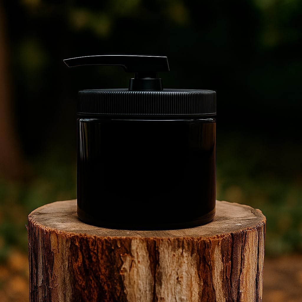 Royal Massage 16oz Refillable Pump Jar with Locking Dip Tube Dispenser – BPA-Free Plastic Container for Massage Oils, Lotions, Creams – Ribbed Lid Wide-Mouth Jar – Durable & Reusable (Black/Black, 3)