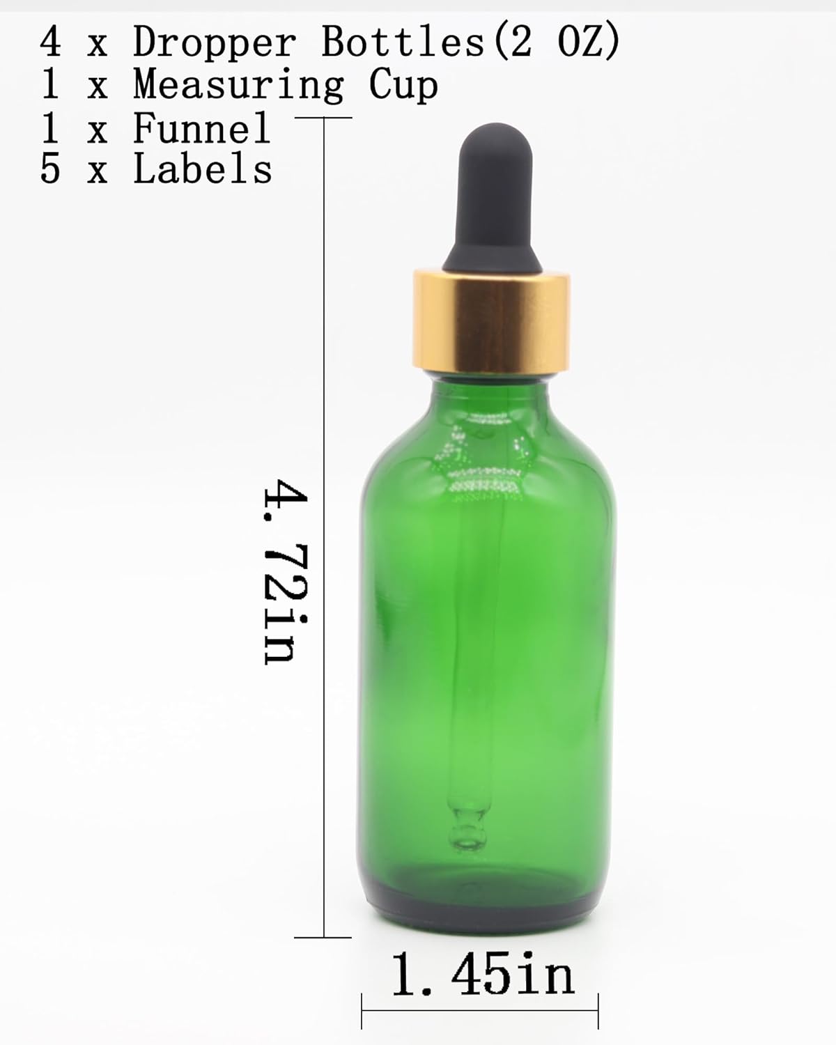 4 pack,green glass dropper bottles 2 oz,60 ml dark empty tincture bottles with dropper,alcohol,hair oil bottle,eye,small,droppers for oils,medicine,pipette,drip drop,travel,perfume,essentia