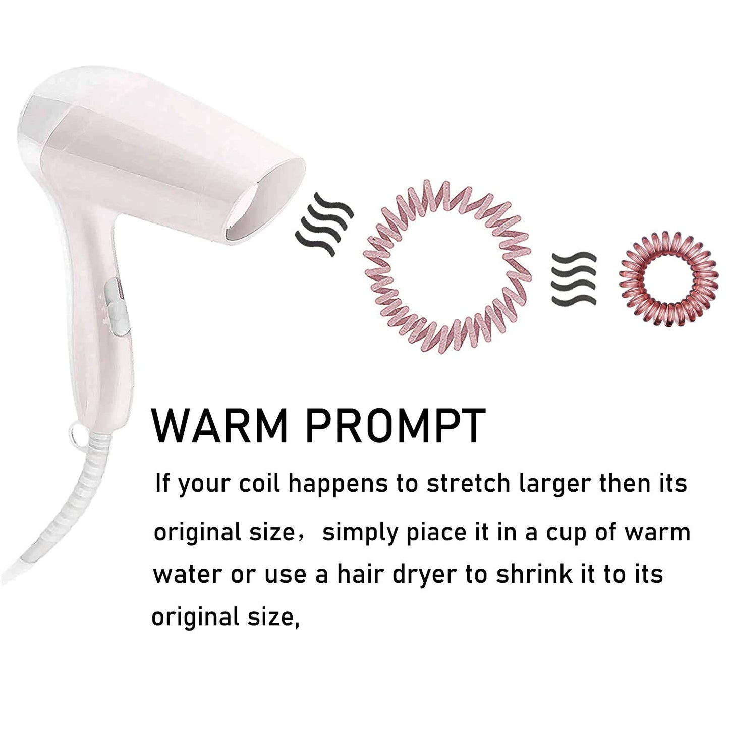 Hair Ties, 17 Pack Spiral Coils for Thick and Thin Hair - No Crease Ponytail Holders for Women and Children