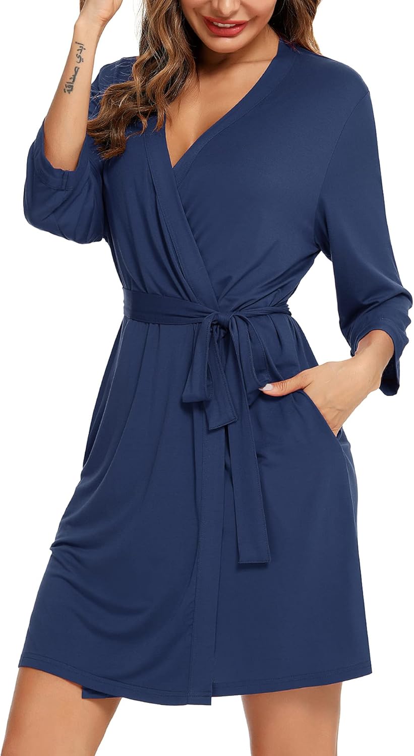 Samring Women's Lightweight Robe Soft Kimono Robes Short Bathrobe for Women Sleepwear