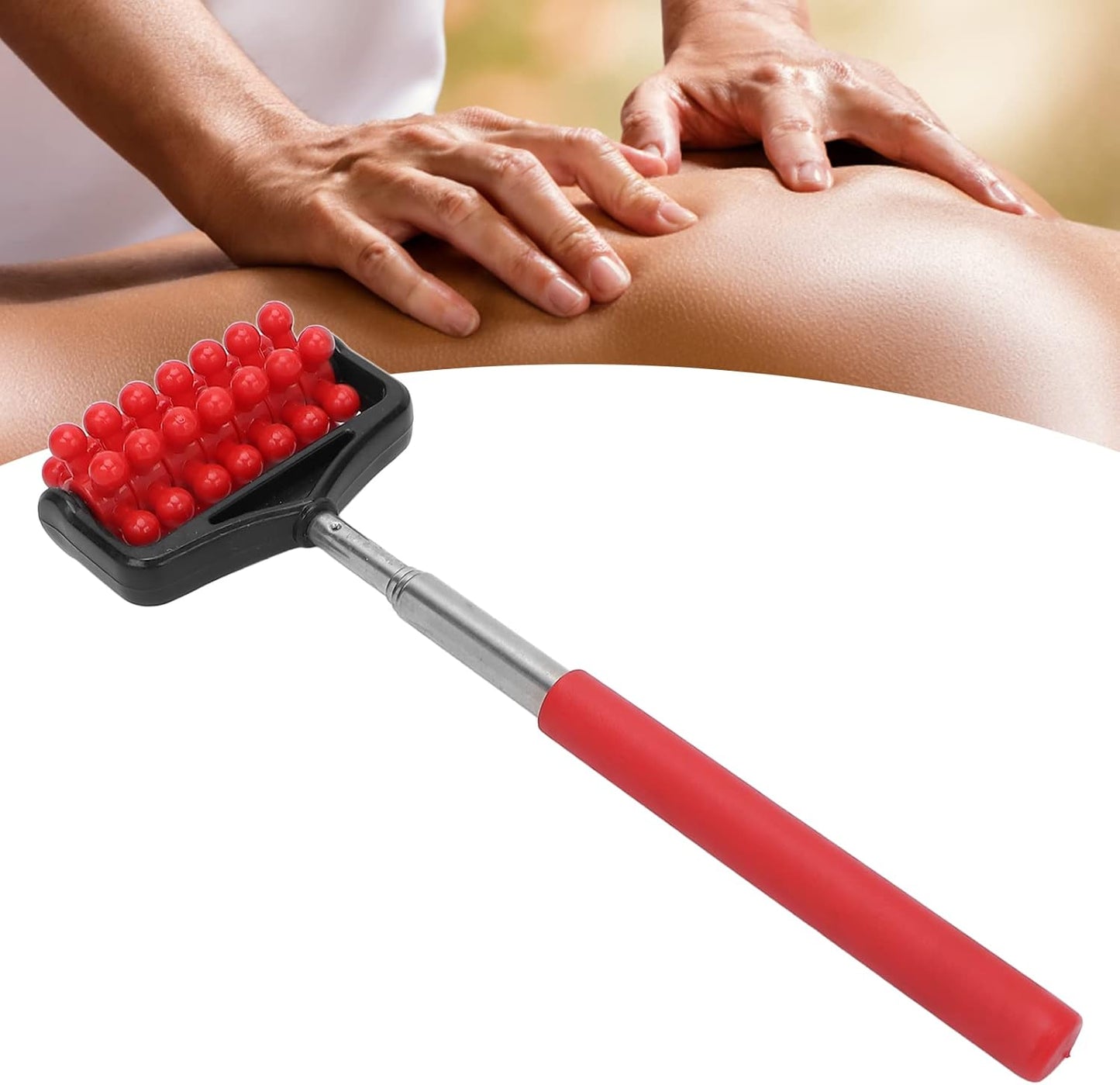 ZJchao Back Scratchers, Telescopic Massagers, Adjustable Muscle Roller for Back, Head, Arm - Portable Extendable Backscratchers for Men Women (Red)