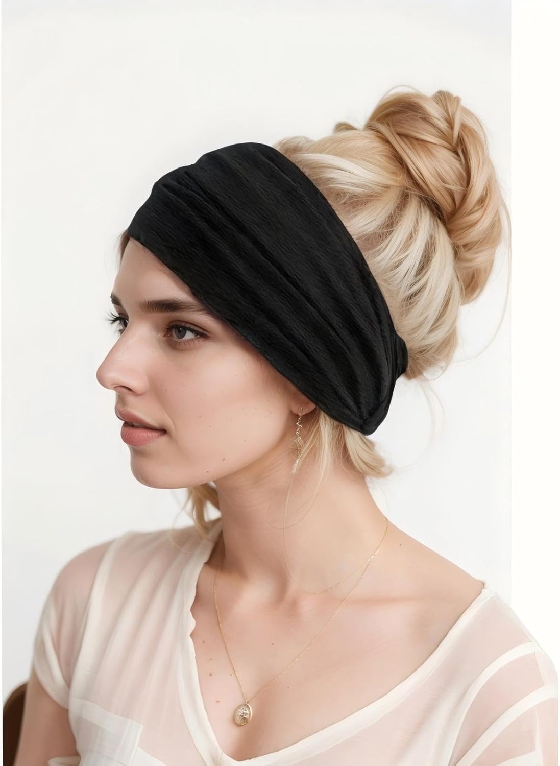 12-Pack Wide Stretch Headbands for Women - Non-Slip Extra Wide Turban Hair Bands for Workout, African Style, Sports & Daily Use (Breathable, All-Day Comfort) Color1 (Color2)