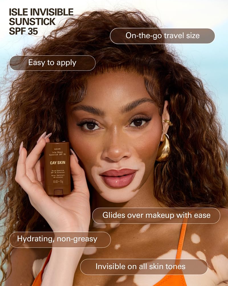 Cay Skin Isle Invisible Sunstick SPF 35 – Travel Size Broad Spectrum Face Sunscreen for On-the-Go Protection – Hydrating, Reef Safe Lotion with Natural Finish for All Skin Types – 0.5 oz