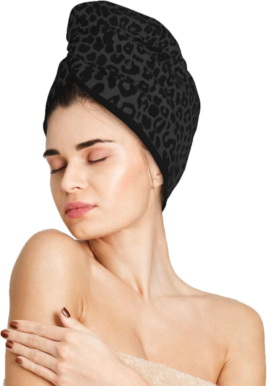 Leopard Hair Towel Wrap, Absorbent Hair Drying Towel, Microfiber Hair Drying Cap Turban for Drying Curly Long Thick Hair
