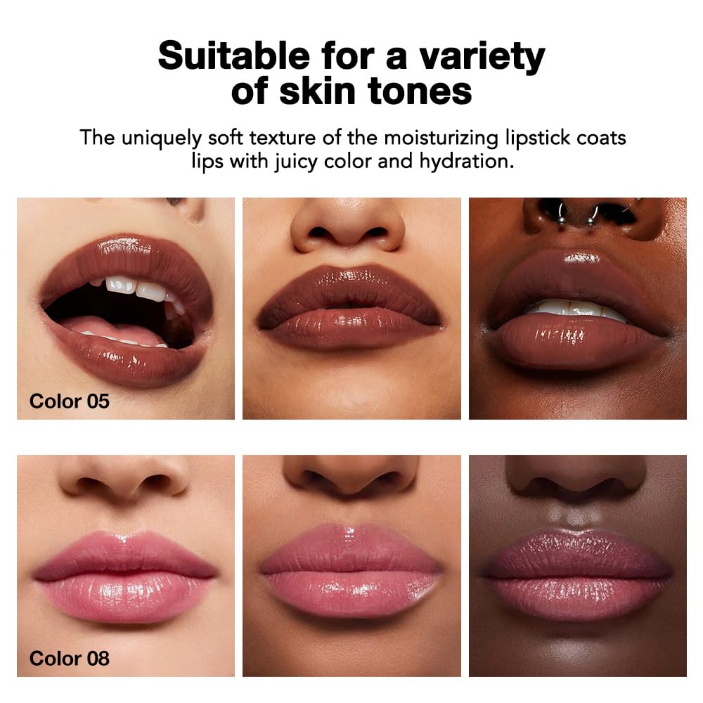 2Pcs Tinted Lip Balm Moisturizing Lipstick – Waterproof Hydrating Matte Lip Balm for Women, Creamy Natural Color Stain for Dry Lips, Soft Matte Finish (#5 Deep Cherry Brown & #08 Alluring Pink)