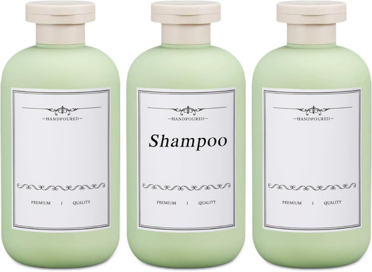 10oz Travel Shampoo Bottle, Empty Plastic Squeeze Bottles with Flip Cap, Lotion Container for Toiletries Travel Size Shampoo and Conditioner (3 pack green)