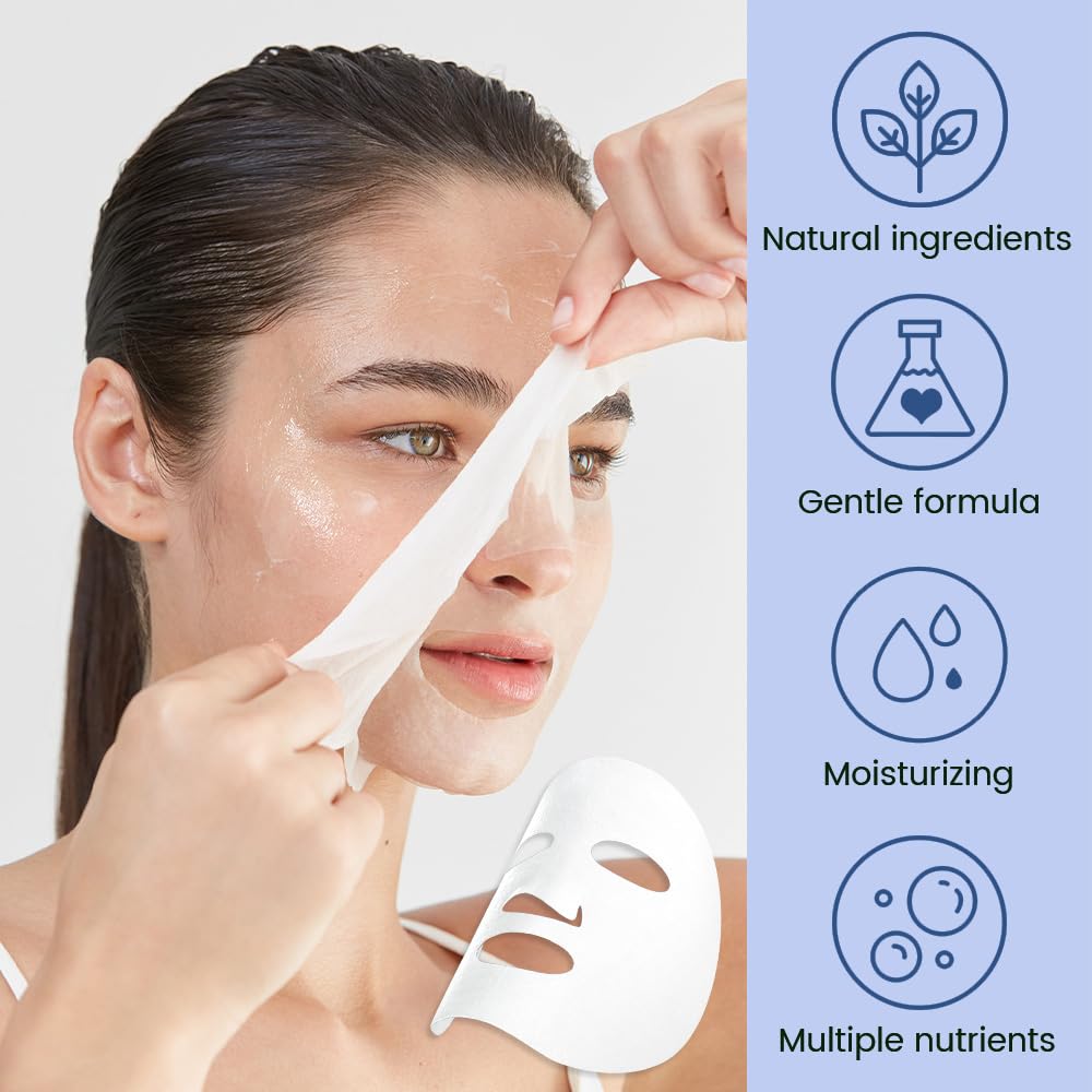 Face Masks Skincare,Facial Masks for Women Skin Care,Sheet Masks Beauty with Natural Ingredients,Birthday Party Spa Gift for Kids Teens Girls,Hydrate Nourish Soothe for All Skin Types 8 Pack
