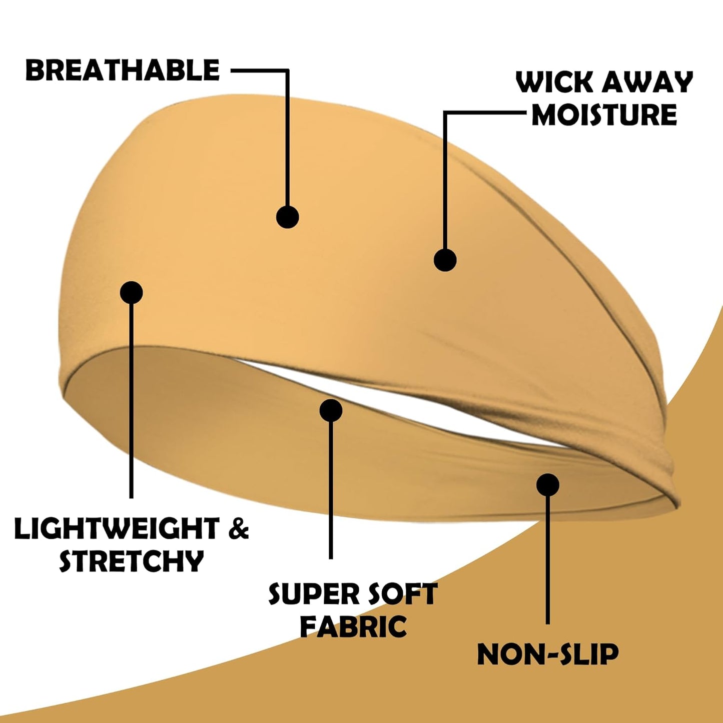 LOTUS78, Pack of 6 Wide Headbands for Women Non Slip, Fashionable Sports Hair Bands for Women's Hair, Soft Elastic Stretchy Head bands, Yoga Workout Headbands for Women Daily Fashion (Safari)