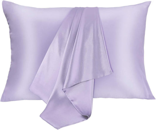 Silk Pillowcase for Hair and Skin 2 Pack 100% Mulberry Silk Bed Pillowcase Hypoallergenic Soft Breathable Both Sides Silk Pillow Case with Hidden Zipper, Pillow Cases (King, Light Purple)