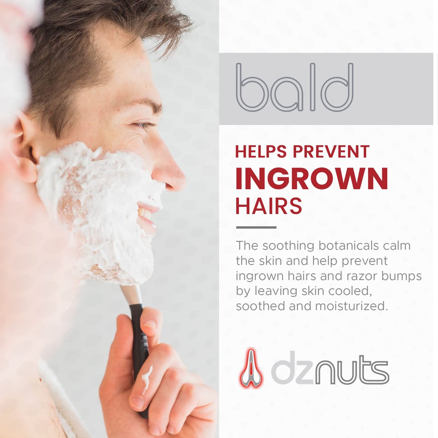 dznuts - Bald Super Smooth Shaving Cream - Prevents Razor Burns, Ingrown Hairs, Cooled and Moisturized Skin - 6.7 fl. oz, 3 Pack